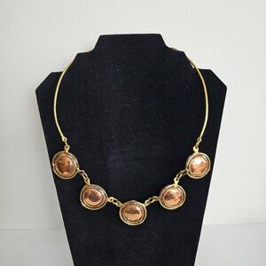 Vtg Brutalist Mixed Metals Modernist necklace Choker Copper Brass Hand Crafted